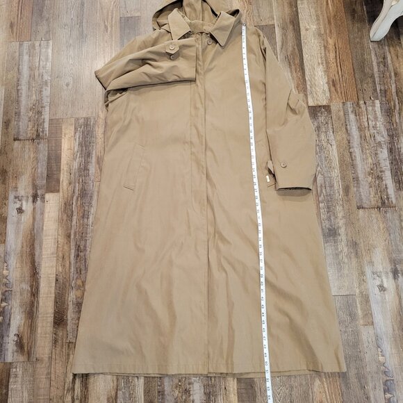 Vintage London Fog Hooded Trench Coat Women’s Plus 24W Tan, Faux Suede Insulated - Picture 8 of 12